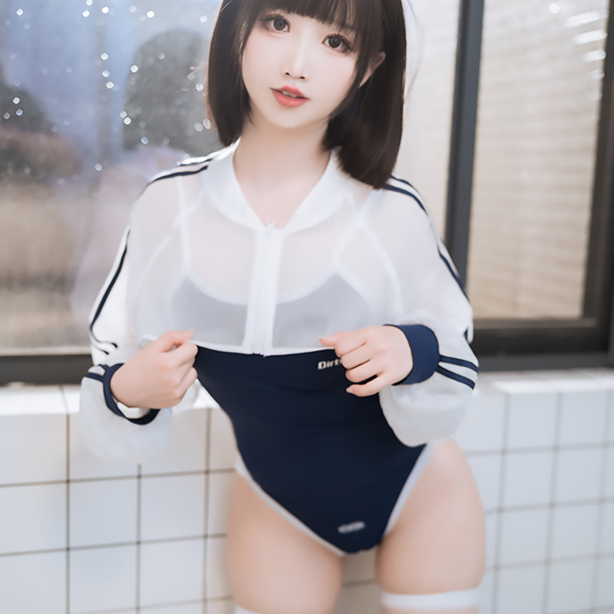 海月姫 競泳水着コスプレ3点セット 日焼け止めトップス付き【得体社】