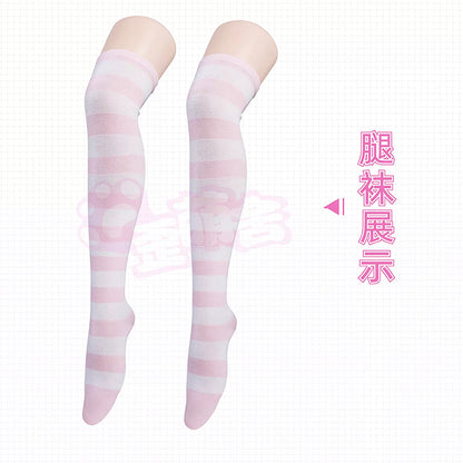 病みかわセクシー地雷系ハイレグメイドレオタードコスプレ7点セット ホワイト 地雷メイド【歪萌舍】