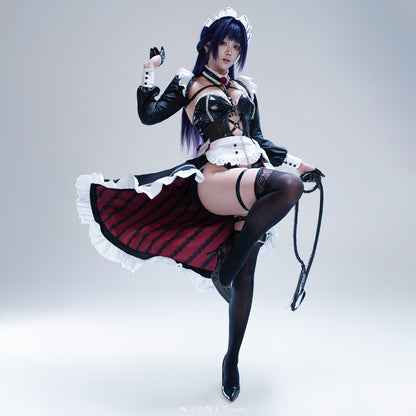 NIKKE ボンデージ風ミハラメイドカフェコスプレ エナメルロングメイドコスプレ【歪萌舍】