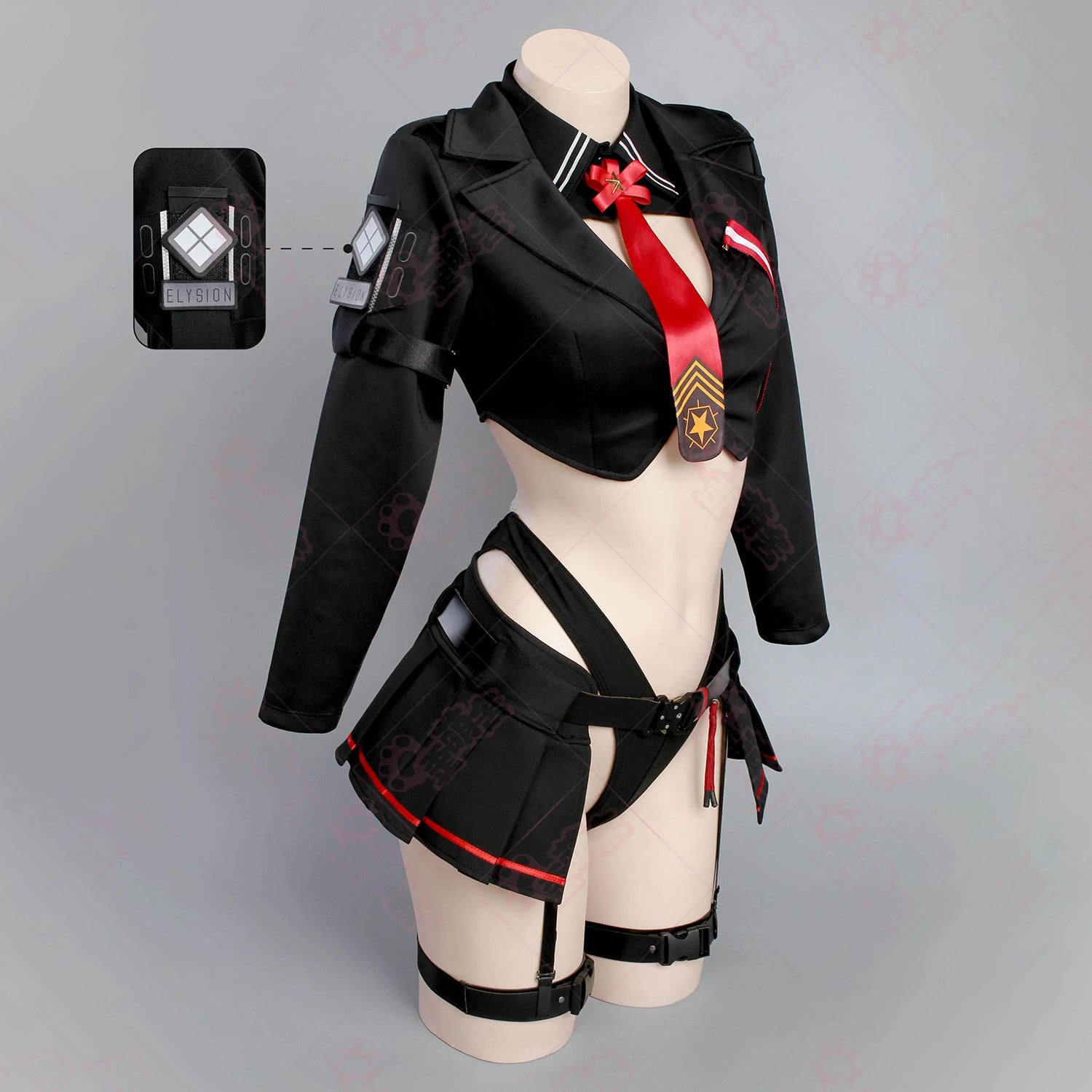 NIKKE エマ コスプレ 歪萌舎 戦闘服 フルセット タイトインナー 正面 重厚ジャケット 谷間強調 ニケ コスチューム