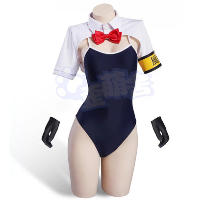 セクシーな風紀委員長スクール水着コスプレ ハイレグ水着制服【歪萌舍】