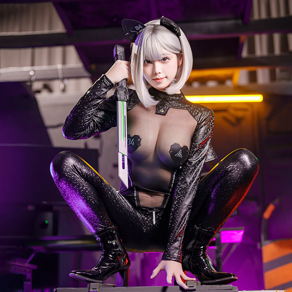 上半身が透け透けなバトルサイバー風ボディースーツコスプレ【得体社】