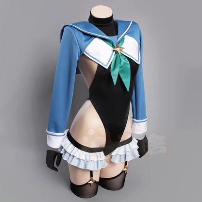 ブルアカ 円堂シミコ風 セーラー服 コスプレ 正面 歪萌舍 超ハイレグ セーラーレオタード コスプレ 過激 2WAY仕様