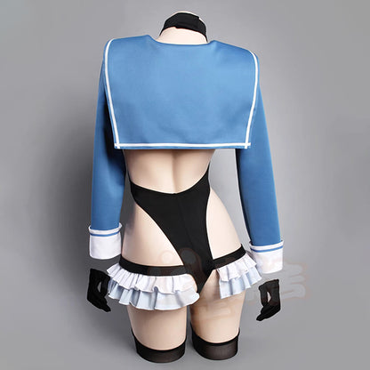 ブルアカ 円堂シミコ風 セーラー服 コスプレ 正面 歪萌舍 超ハイレグ セーラーレオタード コスプレ 過激 2WAY仕様