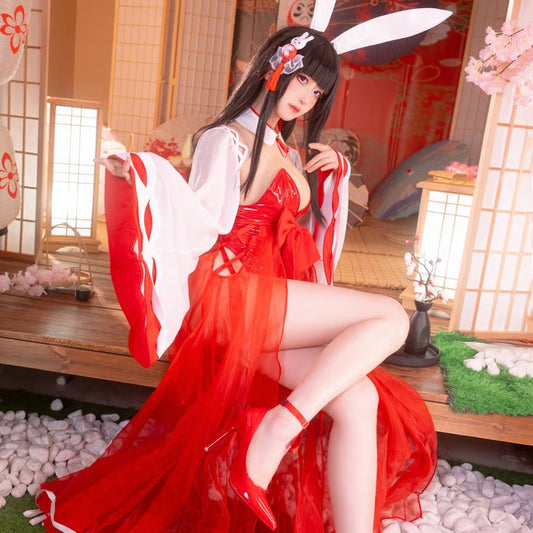 アズールレーン 祈願の卯姫 大山の巫女風和装バニーガールコスプレ【歪萌舍】