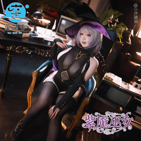 Chowbieデザイン 透け透け魔女ハイレグレオタードコスプレ セクシーハロウィン巫女風コスプレ【歪萌舍】