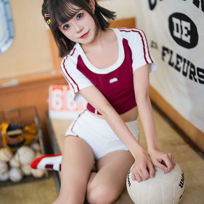 セクシーミニ丈ブルマコスプレ 体操服 ソックス付き ワインレッド【得体社】