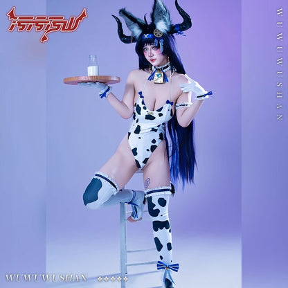 アズールレーン 武蔵セクシー牛柄レオタードコスプレセット 角＆尻尾付き【汚汚汚山】