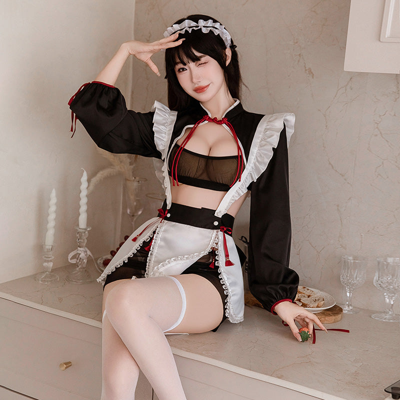 透け感たっぷりのセパレート中華娘風メイドコスプレセット【FEE ET MOI】