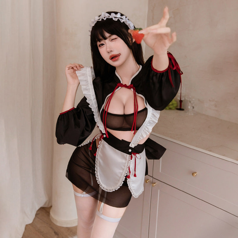 透け感たっぷりのセパレート中華娘風メイドコスプレセット【FEE ET MOI】