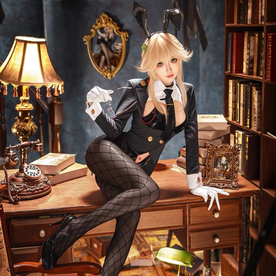 NIKKE エード セクシーエージェントバニーガールコスプレ13点セット テールジャケット ハイレグレオタード【歪萌舍】