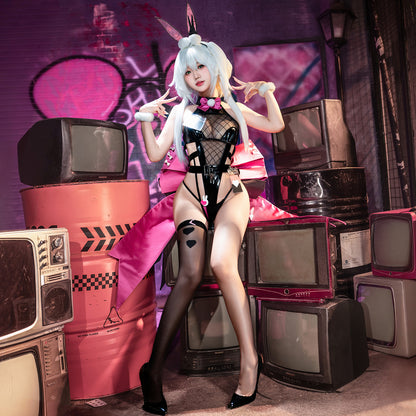 背中に揺れるビッグリボンがキュートハイレグレオタードバニーガールコスプレ【FEE ET MOI】