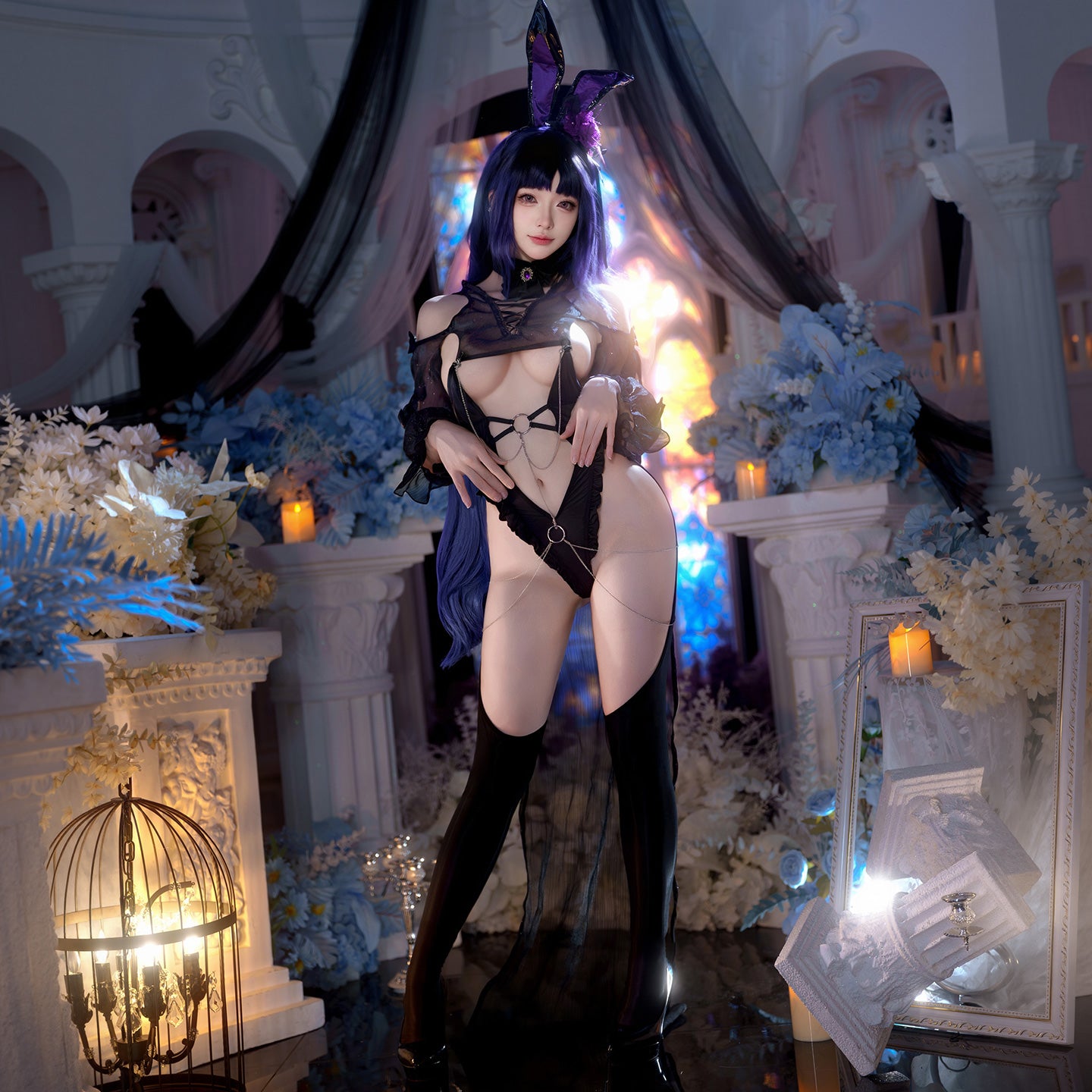 透け感のある前後オープンのエロバニーコスプレ【FEE ET MOI】