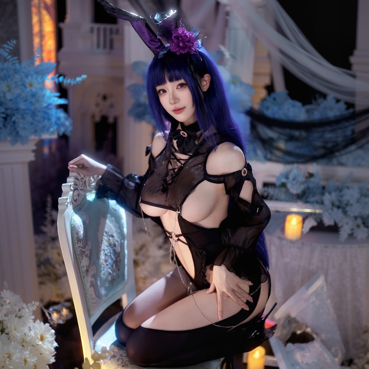 透け感のある前後オープンのエロバニーコスプレ【FEE ET MOI】