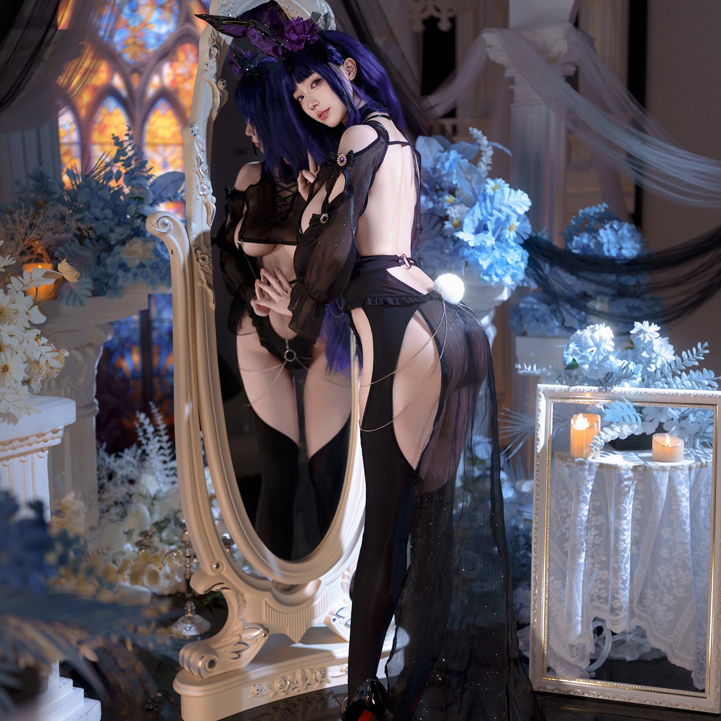 透け感のある前後オープンのエロバニーコスプレ【FEE ET MOI】