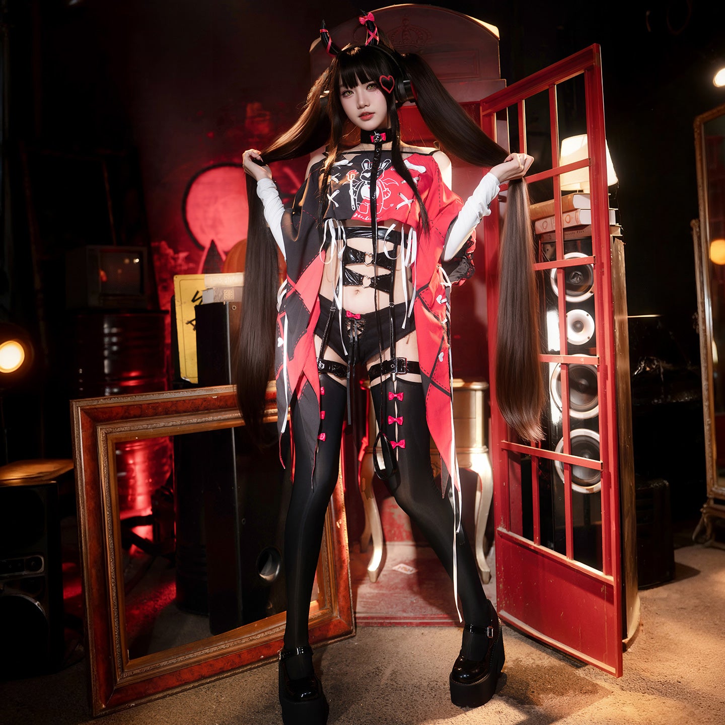 原宿風ダークゴシックエロかわボディースーツコスチューム8点セット【FEE ET MOI】