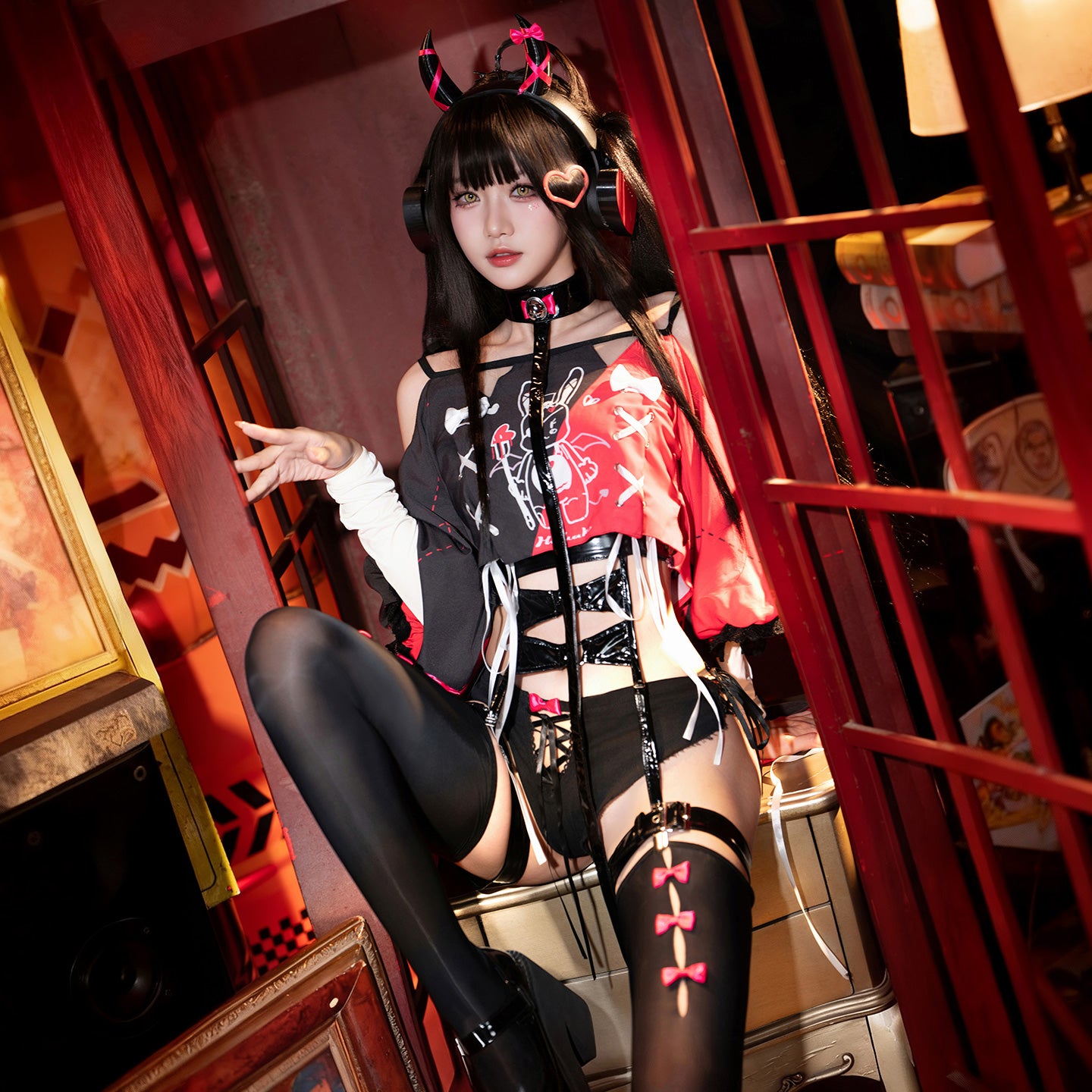 原宿風ダークゴシックエロかわボディースーツコスチューム8点セット【FEE ET MOI】