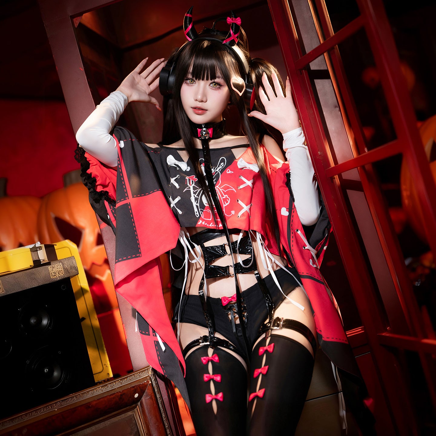 原宿風ダークゴシックエロかわボディースーツコスチューム8点セット【FEE ET MOI】