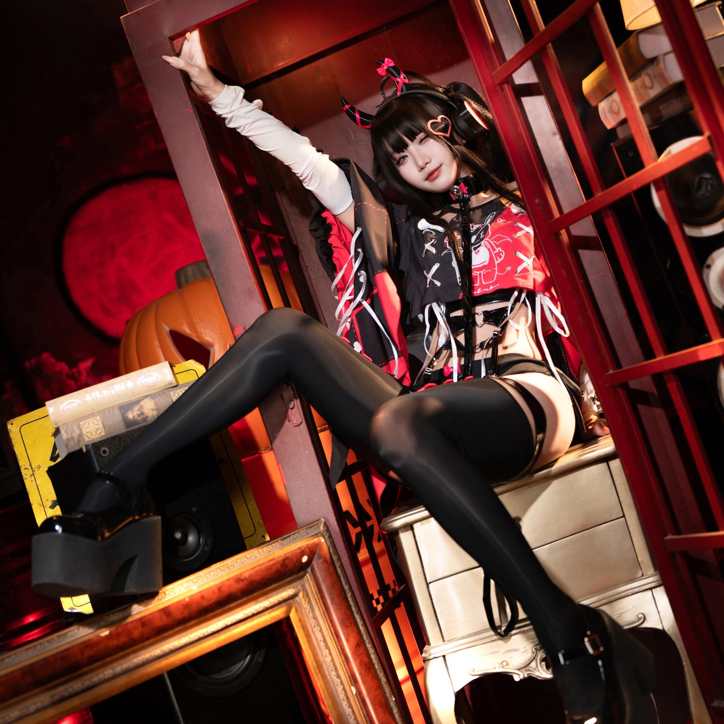 原宿風ダークゴシックエロかわボディースーツコスチューム8点セット【FEE ET MOI】