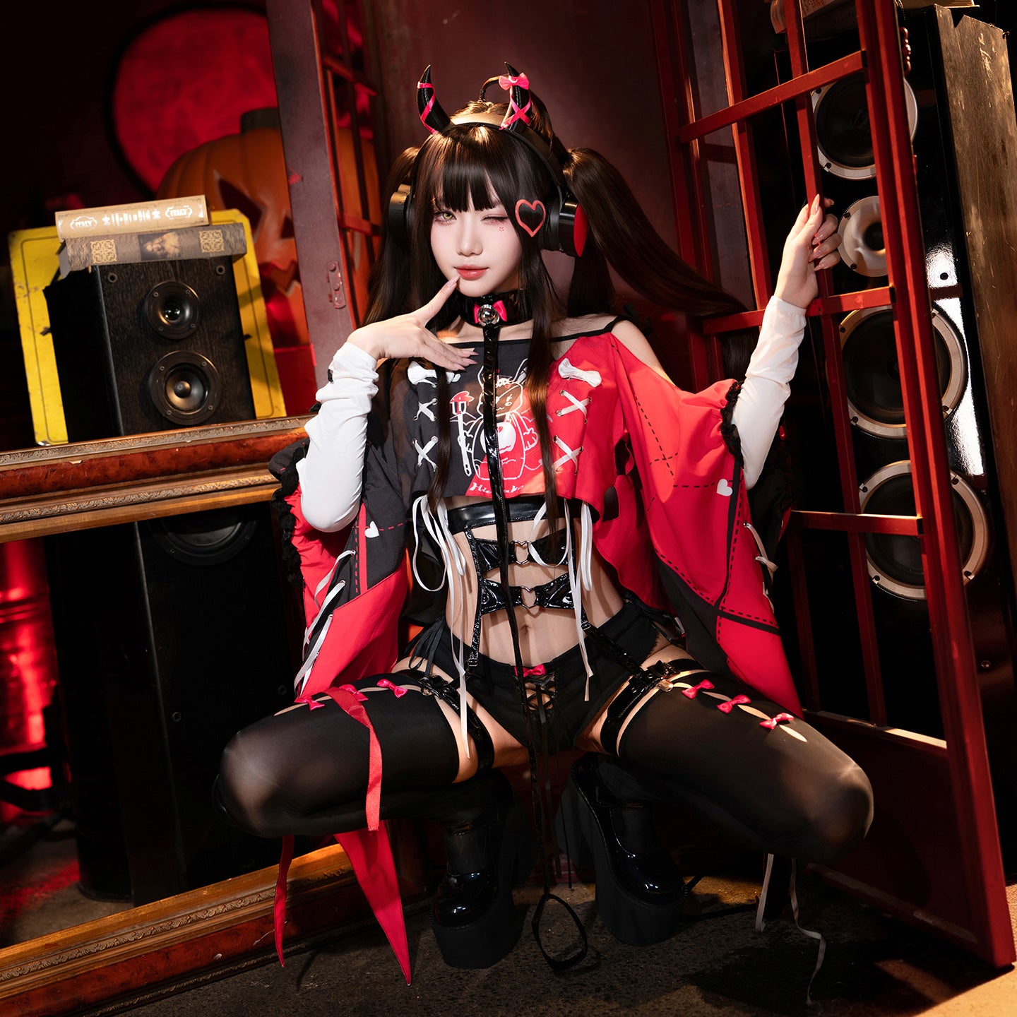 原宿風ダークゴシックエロかわボディースーツコスチューム8点セット【FEE ET MOI】