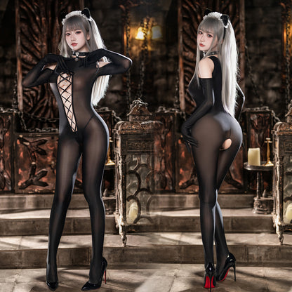 透け透けシースルーオープンクロッチメイドコスプレ3点セット 【FEE ET MOI】