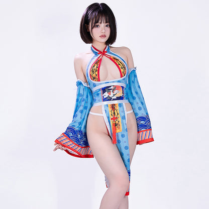 セクシーな和風浴衣ワンピースとマイクロビキニレオタード【BOLOLI】