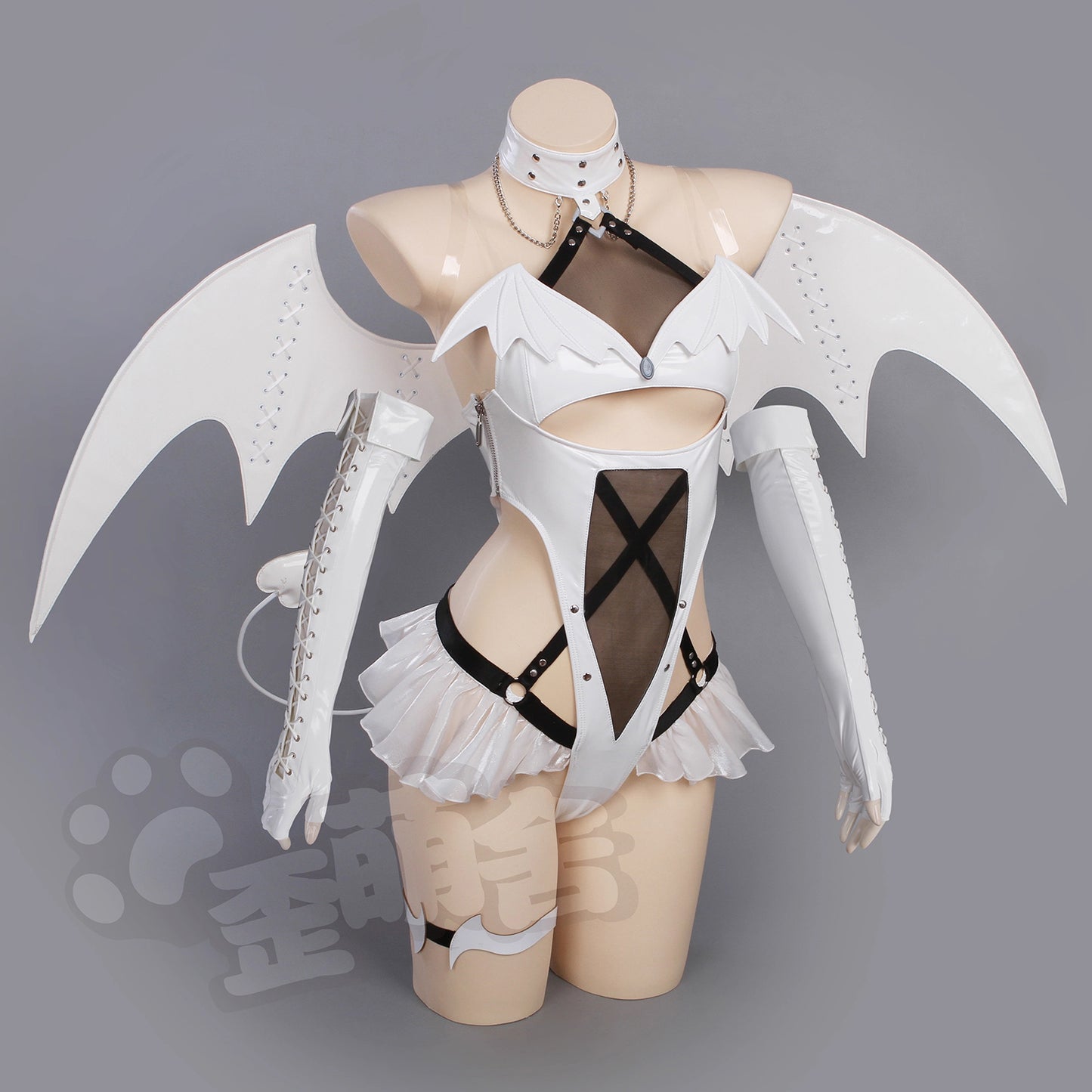 【予約】勝利の女神：NIKKE ニケ ブラン純白エナメルで魅せるセクシーハイレグ小悪魔コスプレ【歪萌舍】