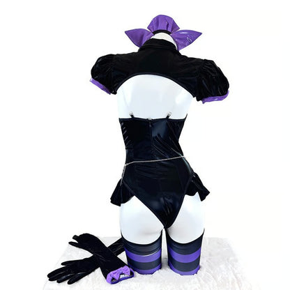 ゴシックロリータ風セクシーハイレグエナメルレオタードコスプレ 黒×紫【BOLOLI】