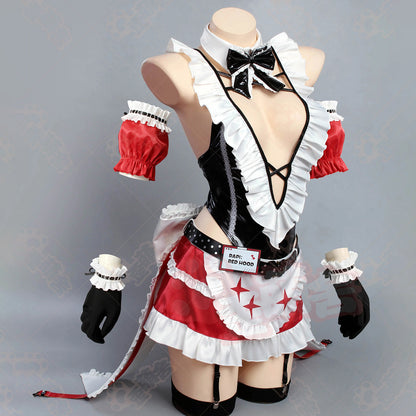 NIKKE ラピ Red Hood 超ハイレグ深Vネックレオタードメイドコスプレ【歪萌舍】