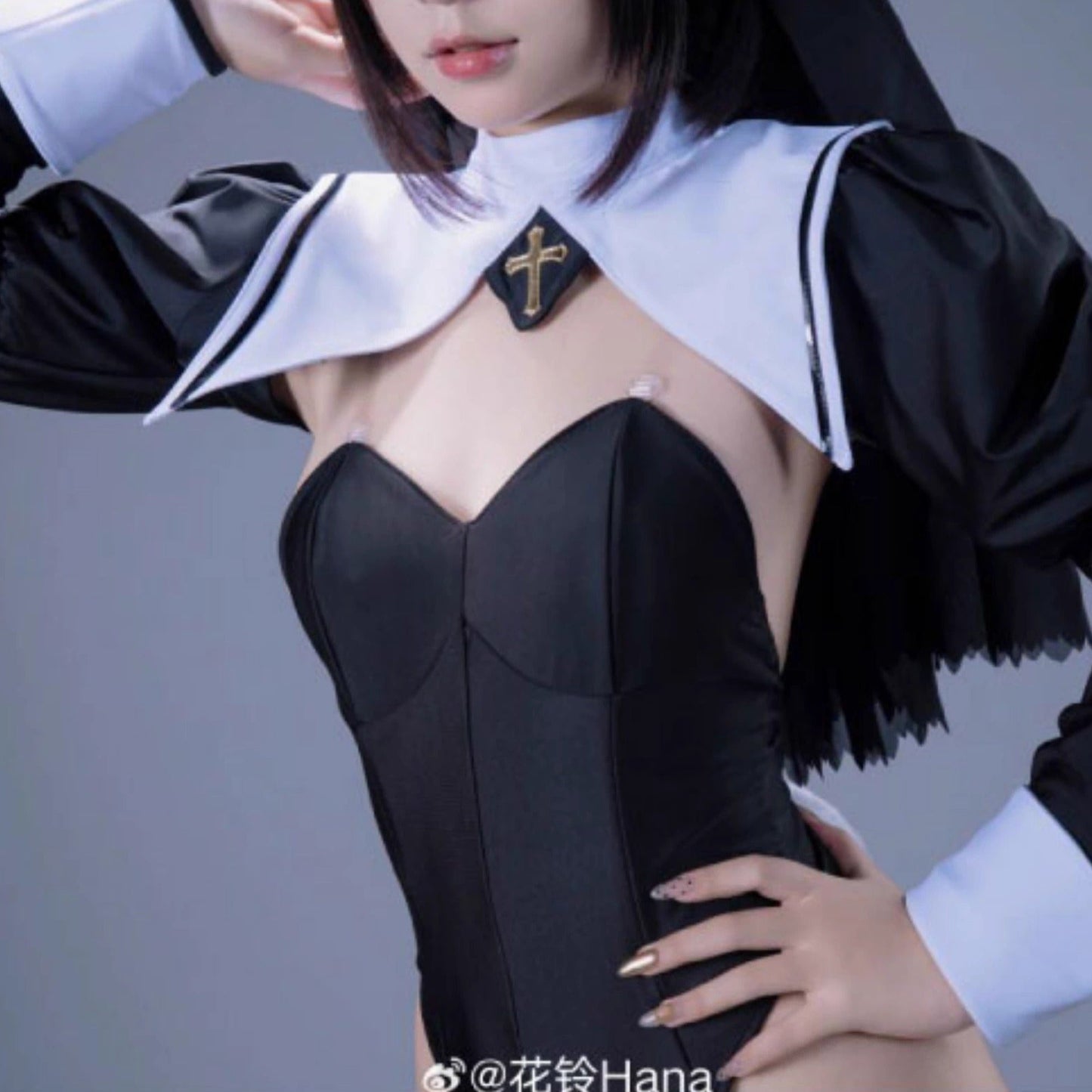 ハイレグレオタードシスター風コスプレ お尻尾付き修道女コスプレ【歪萌舍】