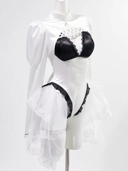 アズレン×ニーア オートマタ 凛々しい2B 圧倒的太ももが垣間見える白ドレスコスプレ 【火華家】