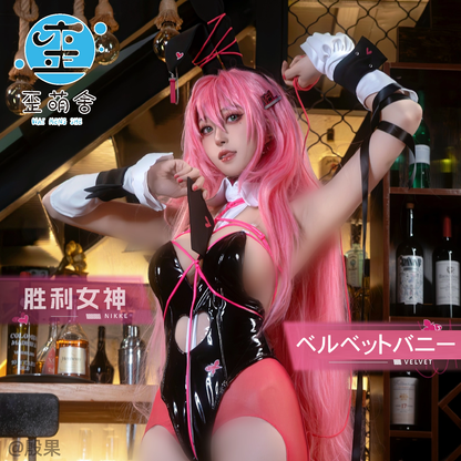 【予約】NIKKE ベルベットバニー ボンデージ風セクシーエナメルバニーガールコスプレセット【歪萌舍】