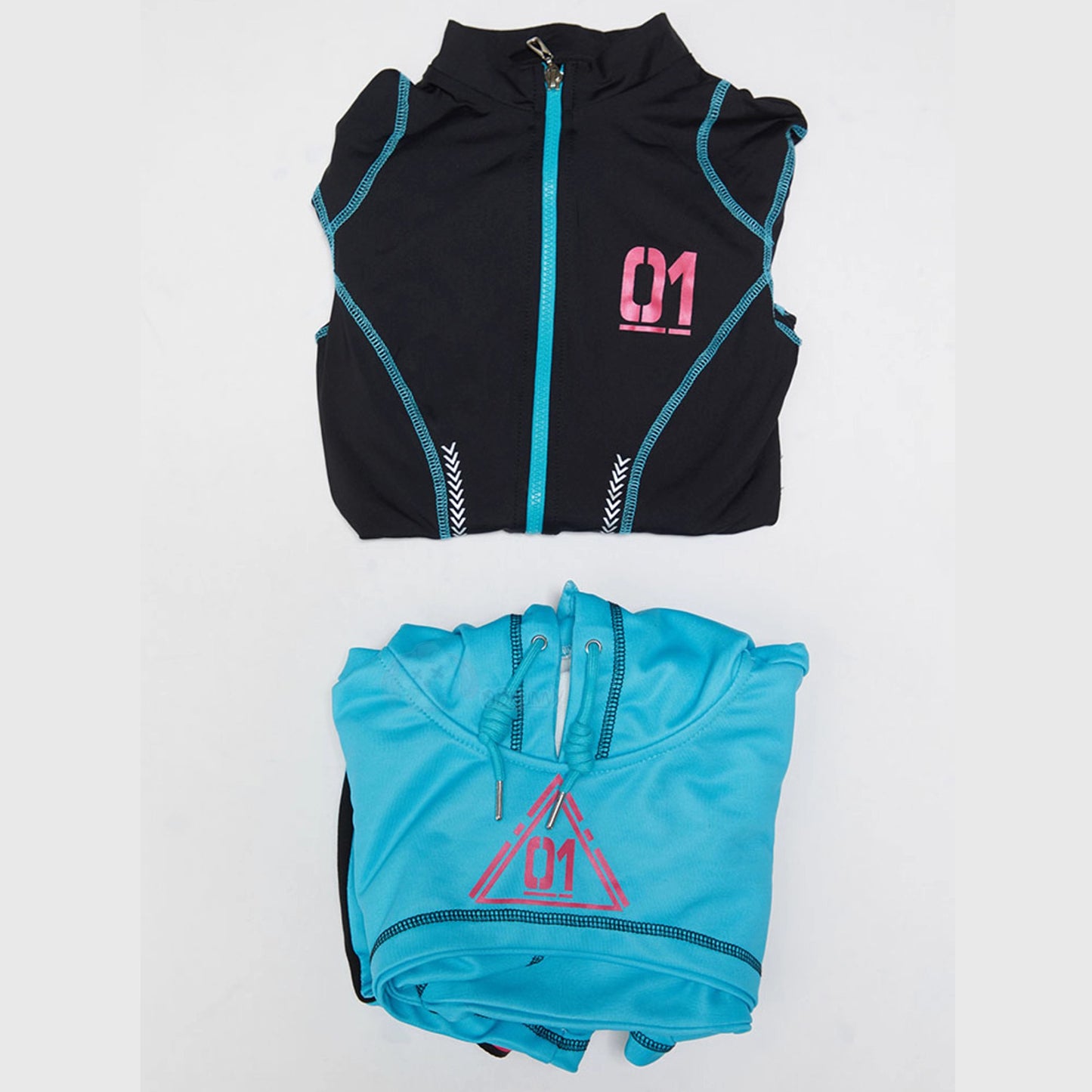 初音ミク風兔耳フードトップ付きのサイバースポーツボディスーツセット【Bbunny】