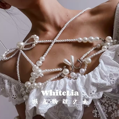 高級パールボディチェーン｜素肌に這うセクシー上下2WAYアクセサリー【WhiteLia】