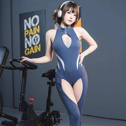 内股が露になったオールインワンセクシーヨガウェア スポーツウェア【得体社】