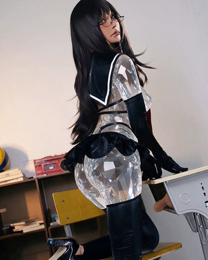 過激ハーネス＆超ミニフリルの背徳ダーク逆JKセーラーコスプレ【得体社】