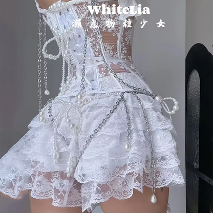 高級パールボディチェーン｜素肌に這うセクシー上下2WAYアクセサリー【WhiteLia】