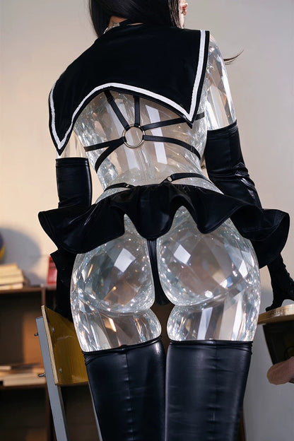 過激ハーネス＆超ミニフリルの背徳ダーク逆JKセーラーコスプレ【得体社】