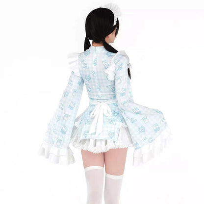 水色 中華ロリータ メイド服 華ロリ コスプレ 清楚 エロ可愛い