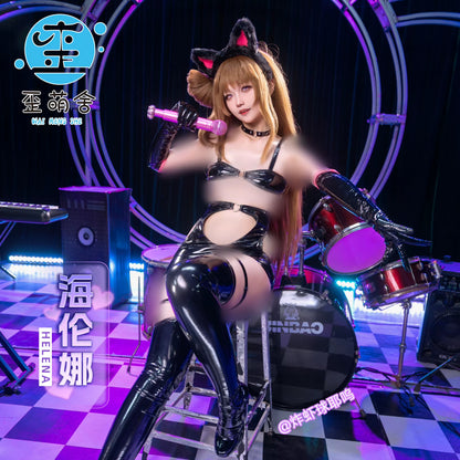 ブラウンダスト2 ヘレナ風光沢エナメル猫女コスプレ ビキニ2種類付【歪萌舍】