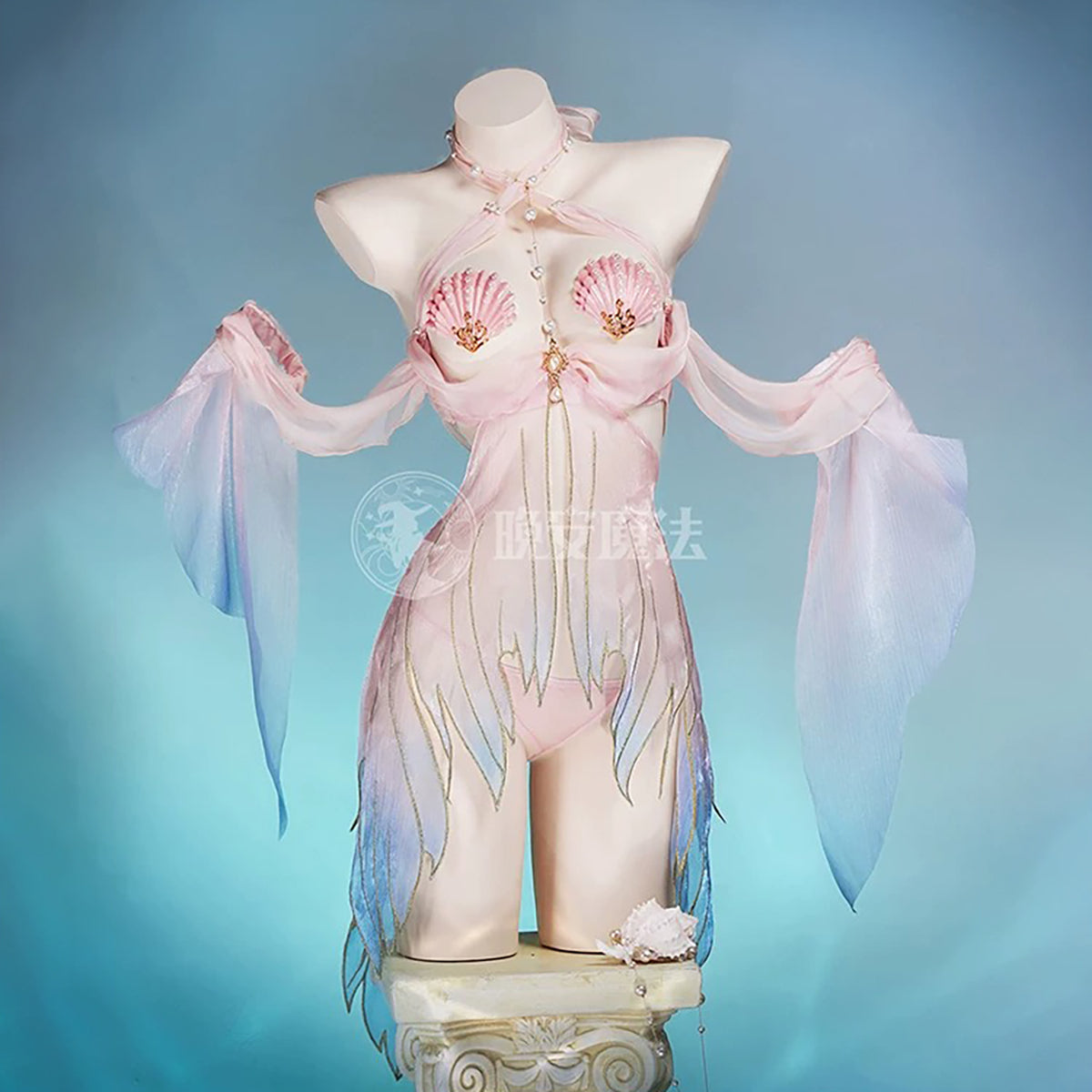 人魚姫の恋 素肌を上品に透かした高級マーメイドランジェリー 貝殻ニップレス【晩安魔法】