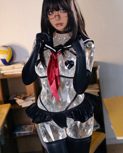 過激ハーネス＆超ミニフリルの背徳ダーク逆JKセーラーコスプレ【得体社】
