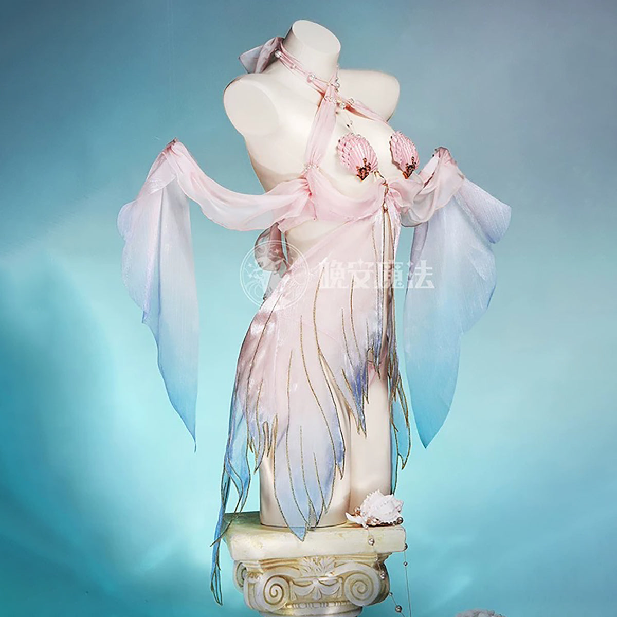 人魚姫の恋 素肌を上品に透かした高級マーメイドランジェリー 貝殻ニップレス【晩安魔法】