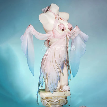 人魚姫の恋 素肌を上品に透かした高級マーメイドランジェリー 貝殻ニップレス【晩安魔法】