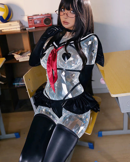 過激ハーネス＆超ミニフリルの背徳ダーク逆JKセーラーコスプレ【得体社】