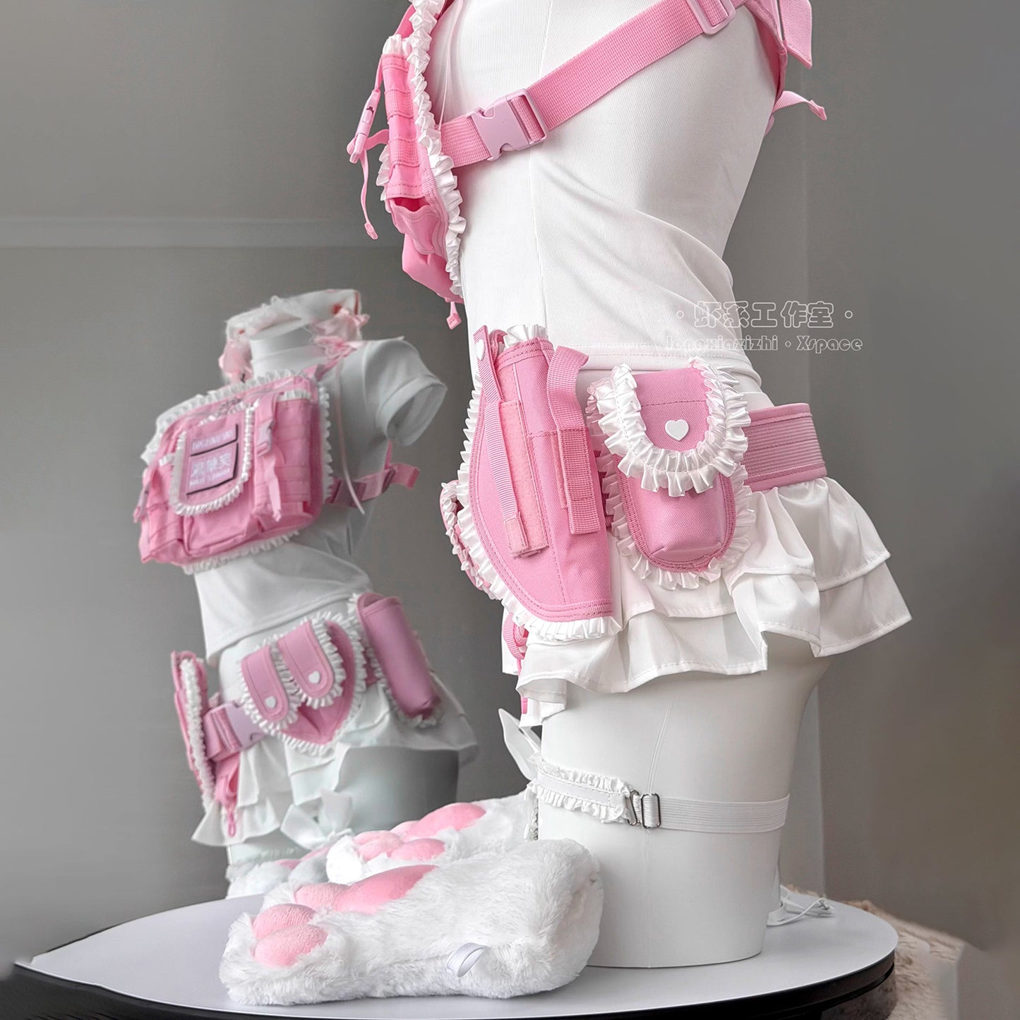 【猫娘機動隊】ピンクの戦術美少女に変身！多機能チェストリグ＆タクティカルギア12点セット【エビスタジオ】