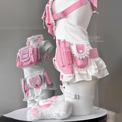 【猫娘機動隊】ピンクの戦術美少女に変身！多機能チェストリグ＆タクティカルギア12点セット【エビスタジオ】