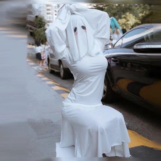 エロい幽霊娘タイトワンピースコスプレ 頭巾付き【火華家】