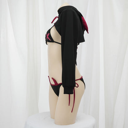 ちょっぴり大胆なセクシー小悪魔パーカー×ビキニコスチュームセット