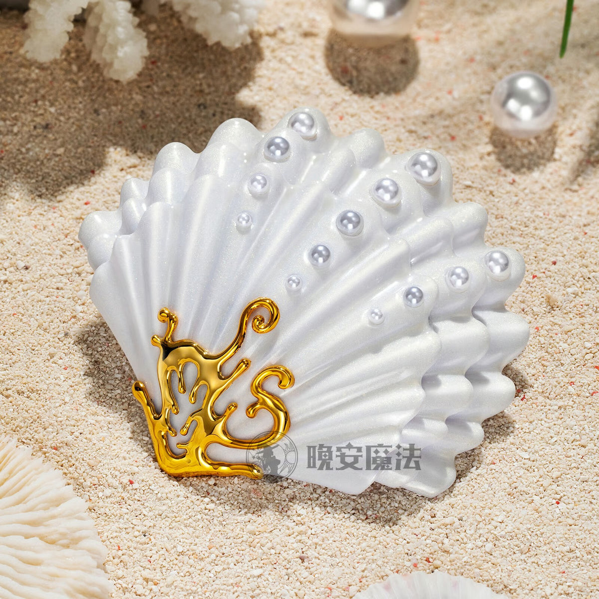 人魚姫の涙 ホワイトパールボディチェーン高級ランジェリー 貝殻ニップレス付き【晩安魔法】